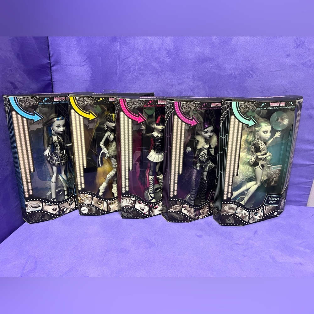 Set of 5 Reel Drama Monster High Dolls 2025 NIB